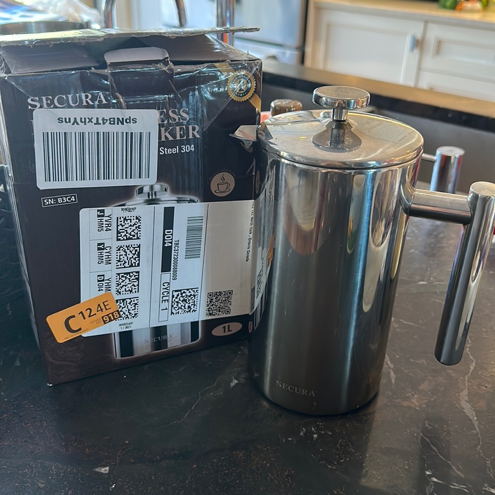 Stainless Steel French Press Coffee Maker - Silver